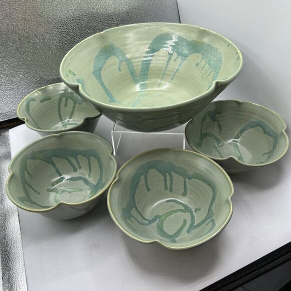 Handmade Salad Bowl Set By Vicki Calhoun Cool CA - Picture 1 of 9